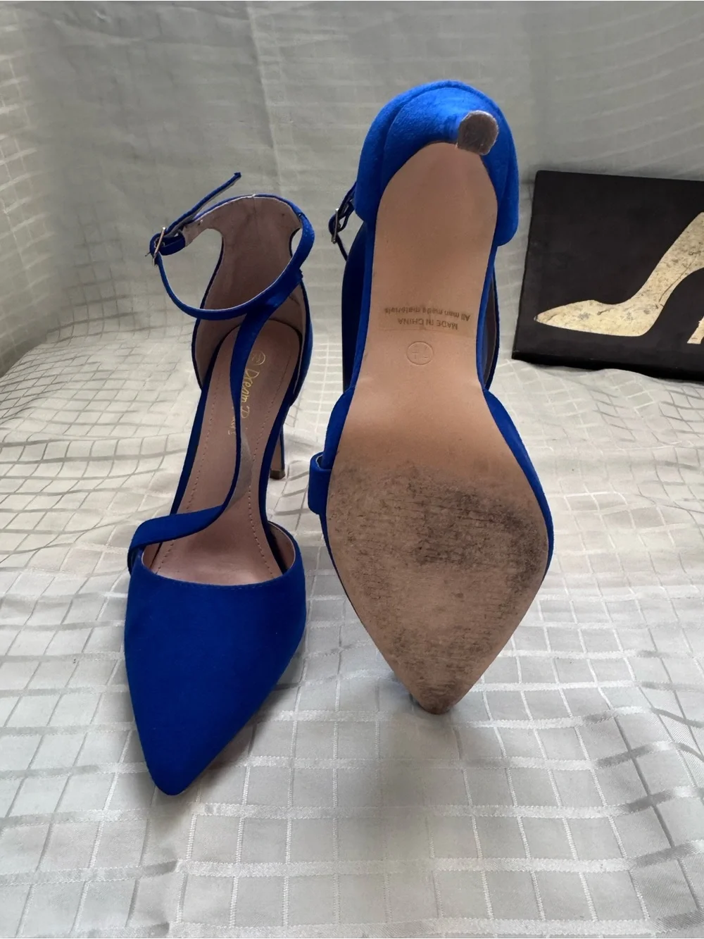 Dream Pairs Cobalt Blue Pointed-Toe Ankle Strap Heels